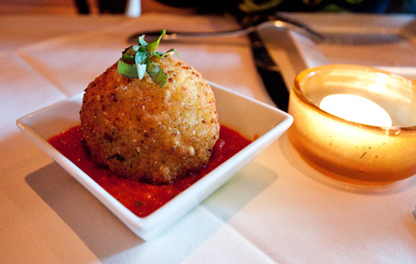 Risotto Ball stuffed with Cheese and Tomato Sauce