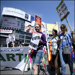 Earth Day March in Yonge-Dundas Square in Toronto