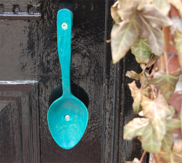 Blue Wooden Spoon Door Handle