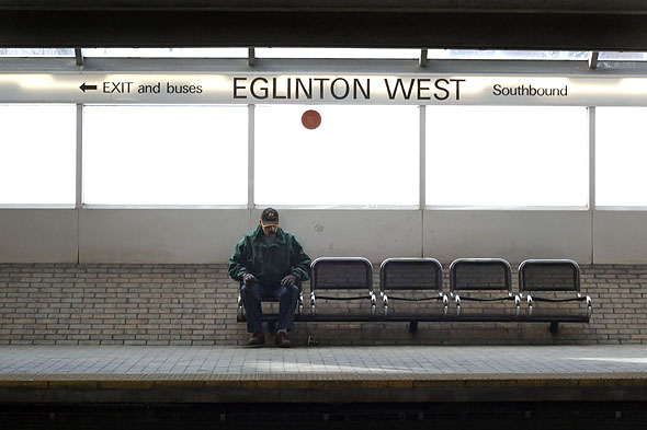 Man Waits for Train at Eglinton West