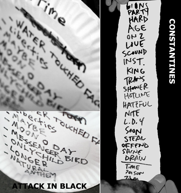 Constantines and Attack in Black setlists