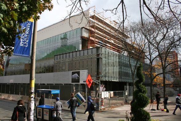 Ryerson Gallery and Image Arts Building from Devo Lake