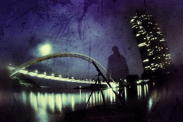 midnight, bridge, night
