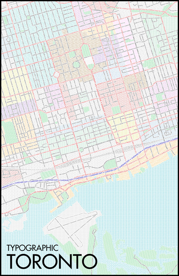 Typographic Map Toronto
