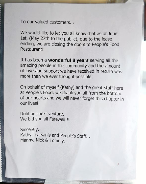 People's Foods Closed