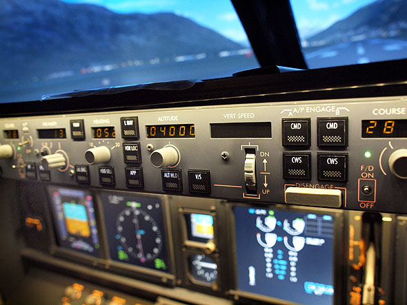 A detail of Threshold Aviation's flight simulator