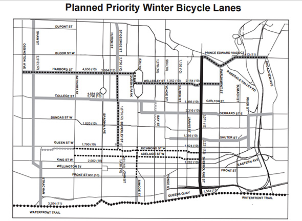 winter bike lanes toronto