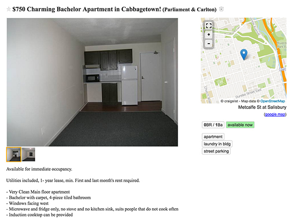 750 dollar apartment toronto