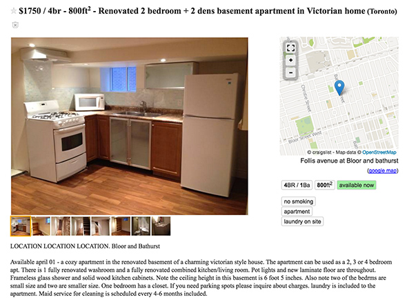 1750 dollar apartment toronto
