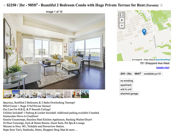 2250 dollar apartment toronto