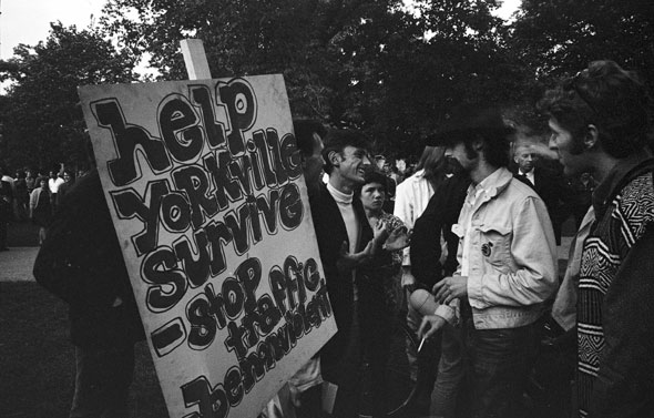 Yorkville Traffic protest. Photo via York University Libraries, Clara Thomas Archives & Special Collections, Toronto Telegram fonds, ASC00615.